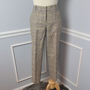 J.CREW City Fit Wool Houndstooth Plaid Straight Leg Cropped Ankle Dress Pants 6